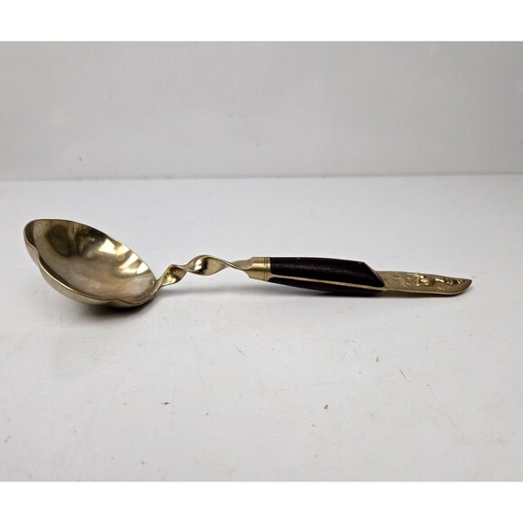 Vintage Gravy Soup Ladle Spoon Buddha Bronze Brass Rosewood Siam Thailand 7.75” - Picture 5 of 7
